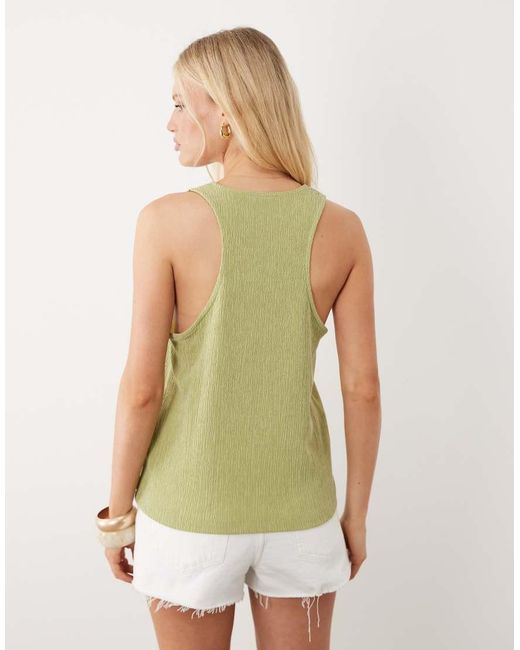 ASOS Green Texture Relaxed Racer Tank Top
