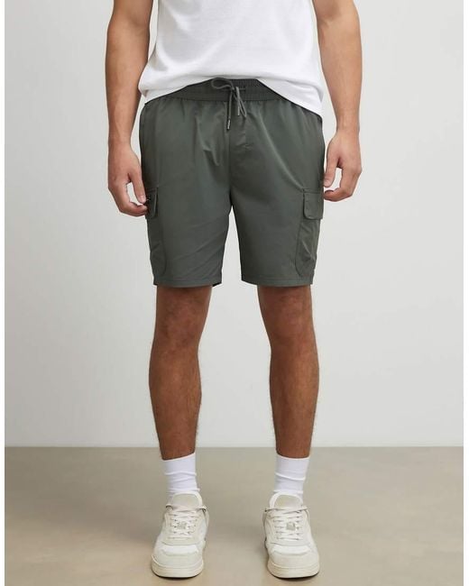 River Island White Skinny Fit Cargo Shorts for men