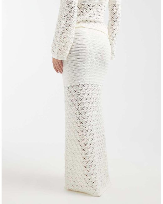 4th & Reckless White Cotton Rich Multi Crochet Maxi Beach Skirt