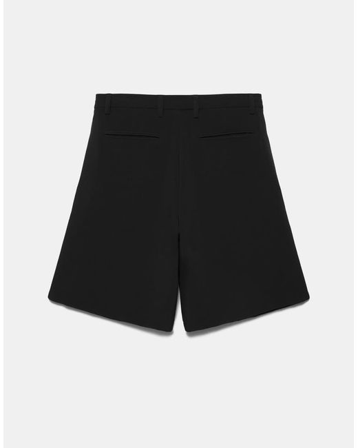 Pull&Bear Black Smart Bermuda Shorts With Pleats for men