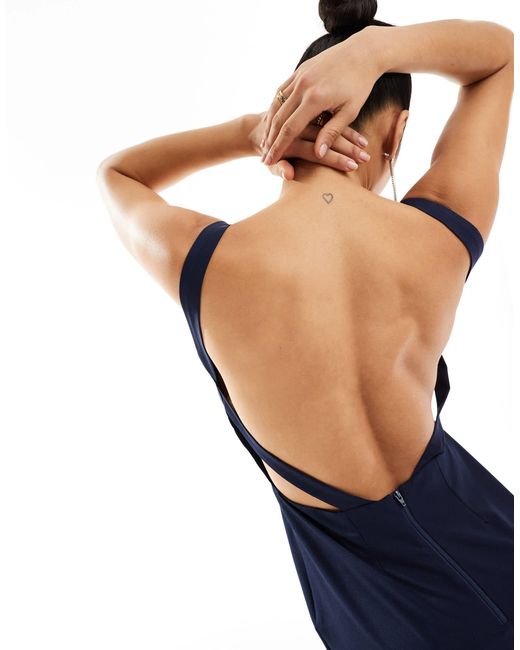 Vesper Blue Strappy Low Back Maxi Dress