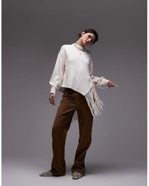 & Other Stories Gray Sweater With Asymmetric Fringe Hem