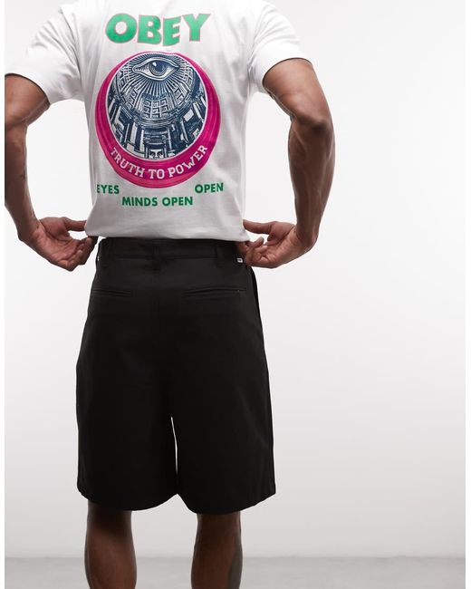 Obey Pink Dean Pleated Shorts for men
