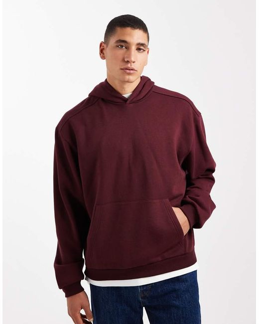 ASOS Red Relaxed Boxy Hoodie With Print for men