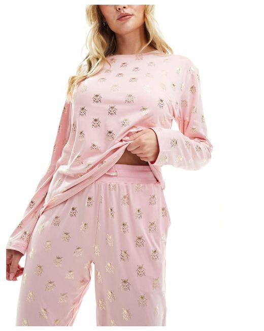 Chelsea Peers Pink Foil Long Pyjama Set