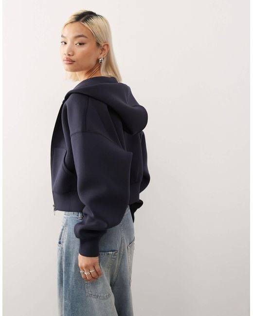 Weekday Blue Oversized Boxy Fit Zip Through Hoodie