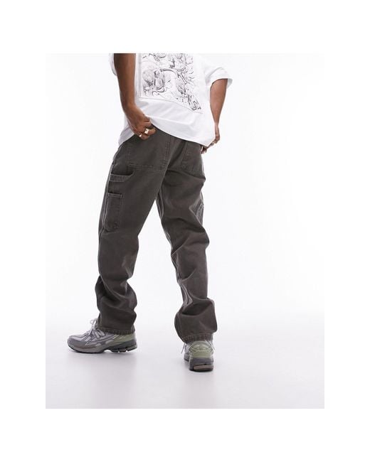 Premium - pantalon style charpentier en toile épaisse - marron Topman pour homme en coloris Brown
