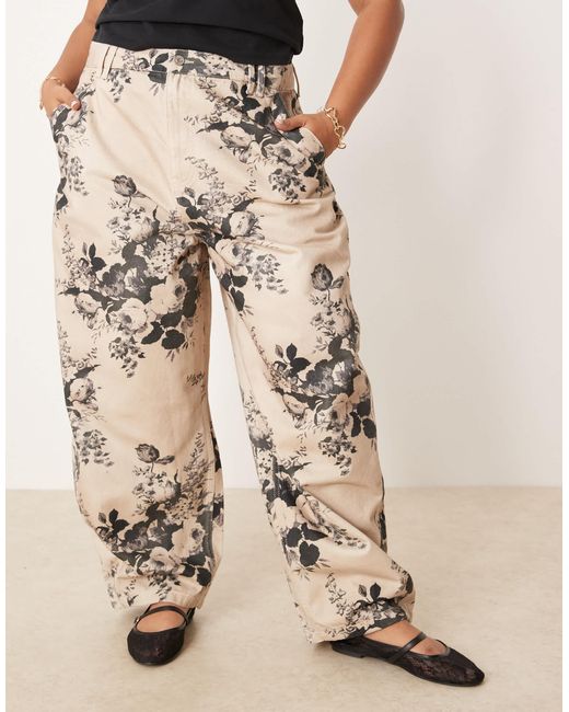 ASOS Brown Curve Barrel Leg Trousers