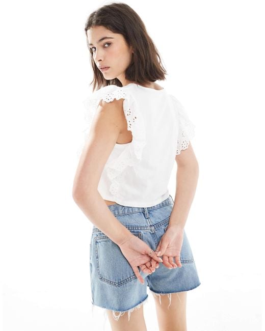 Miss Selfridge White Lace And Cut Work Cami Top