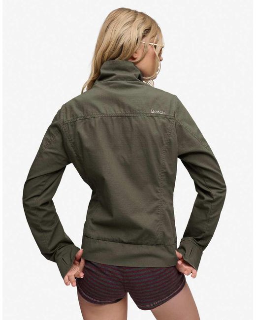 Bench x Superdry & Co Green Double Zip Funnel Ripstop Jacket