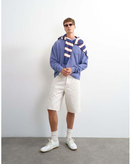 Topman Gray Rigid Baggy Denim Short for men