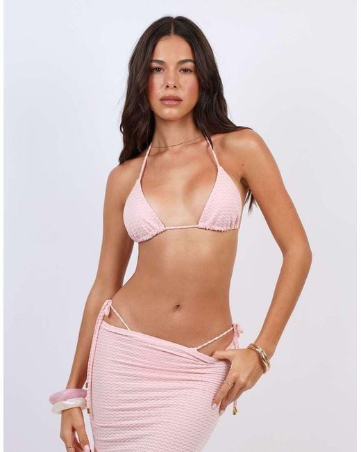 SIMMI Pink Chevron Triangle Bikini Top