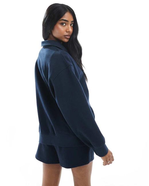 4th & Reckless Sweatshirt Met Loopback Kraag En Geborduurd Logo Van Katoen in het Blue