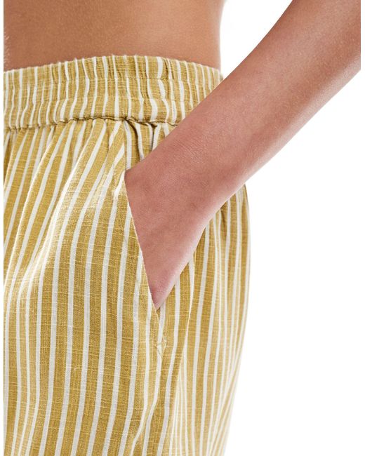 Pantalones cortos amarillos a rayas Noisy May de color White