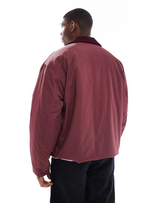 ASOS Red Oversized Jacket With Cord Collar for men