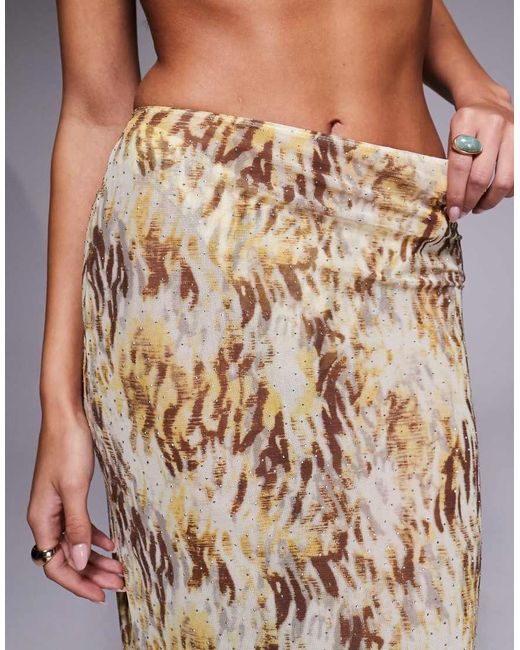 South Beach Blue Abstract Print Mesh Maxi Beach Skirt