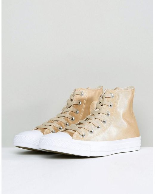 Converse Chuck Taylor High Sneakers In Gold Satin in Metallic | Lyst