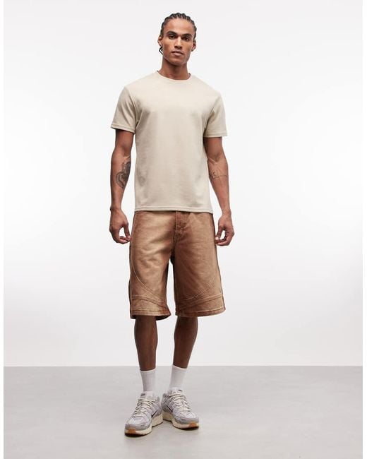 Liquor N Poker Natural Denim Seam Detail Jorts for men