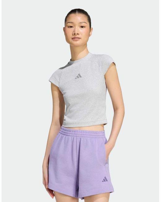 Adidas Originals White Adidas Kit Small Logo Rib T-shirt