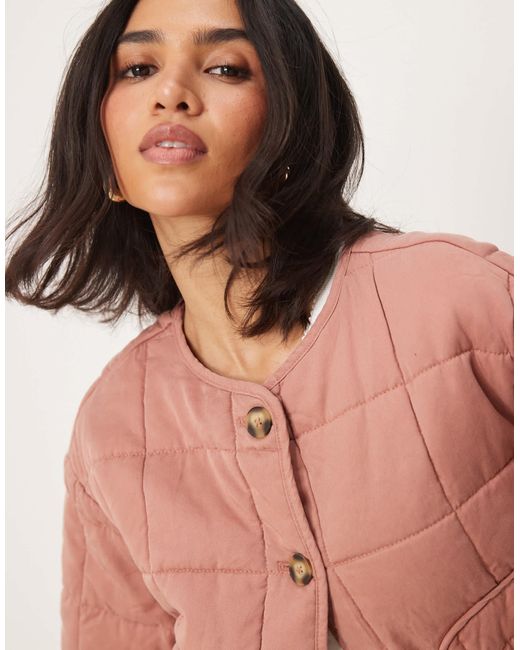 ASOS Natural – kragenlose kurze steppjacke