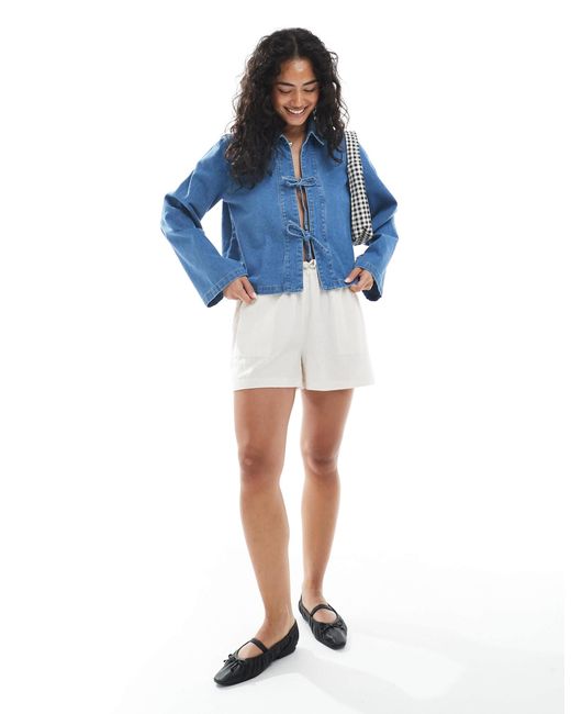 ONLY Blue Tie Front Denim Shacket
