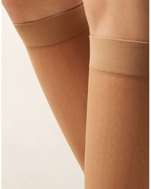 Calzedonia Pink Diamond-Patterned Knee-High-Socks