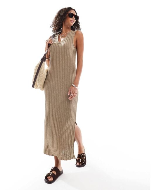 Pieces White Sleeveless V Neck Midi Dress