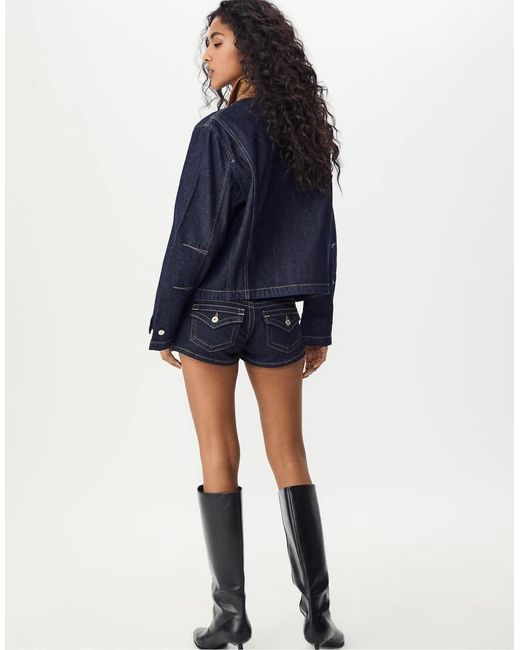 Stradivarius Blue Contrast Denim Jacket