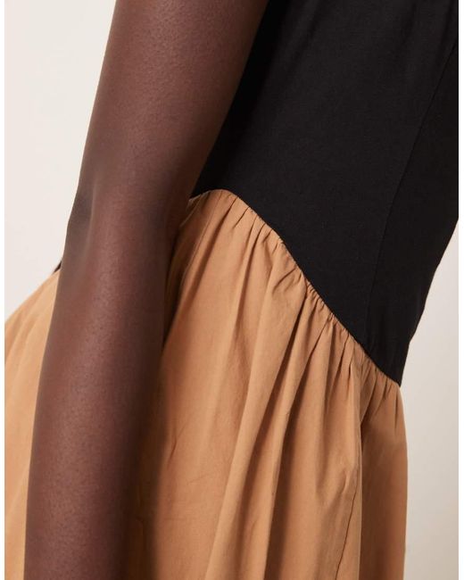 ASOS Natural Square Neck Hybrid Maxi Sundress With Asymmetric Dropped Waist