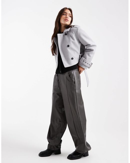 Wednesday's Girl Gray Cropped Button Up Jacket