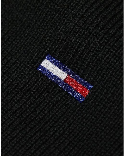 Tommy Hilfiger Black Flag Logo Beanie And Scarf Set