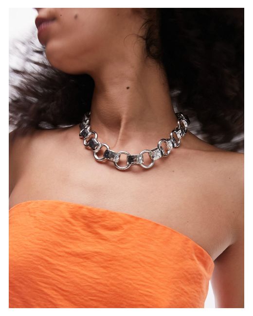 TOPSHOP Orange Nola Thick Rounded Chain Necklace