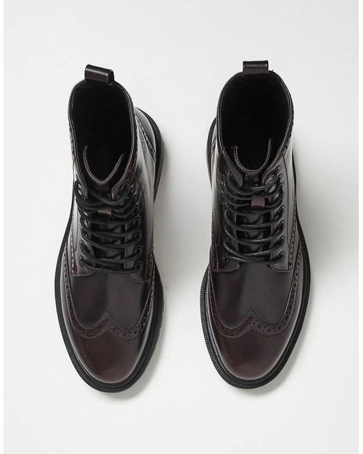 ASOS Blue Brogue Lace Up Boots for men