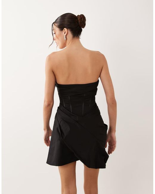 ASOS Black Bandeau Bow Detail Corset Structured Mini Dress