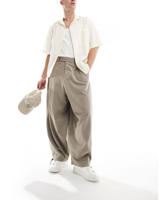 Pantalon parachute ample et élégant en sergé - marron ASOS pour homme en coloris White