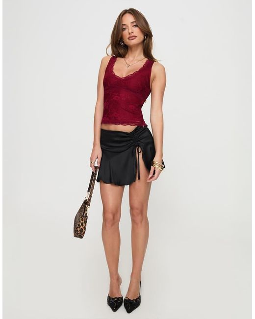 Princess Polly Red Far Away Lace V Neck Vest Top