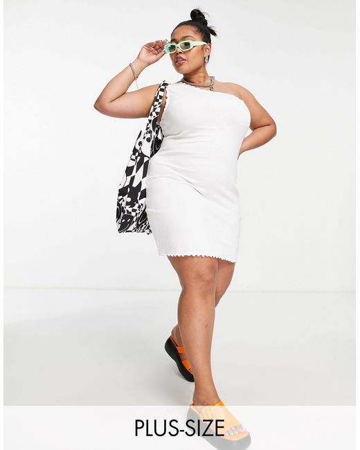 Collusion Cotton Plus Lettuce Edge One Shoulder Mini Dress in White Lyst