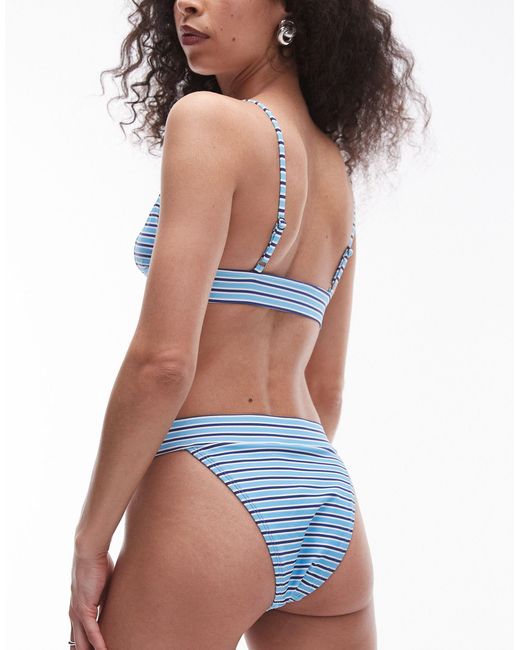 TOPSHOP Blue Stripe Tanga Bikini Bottom