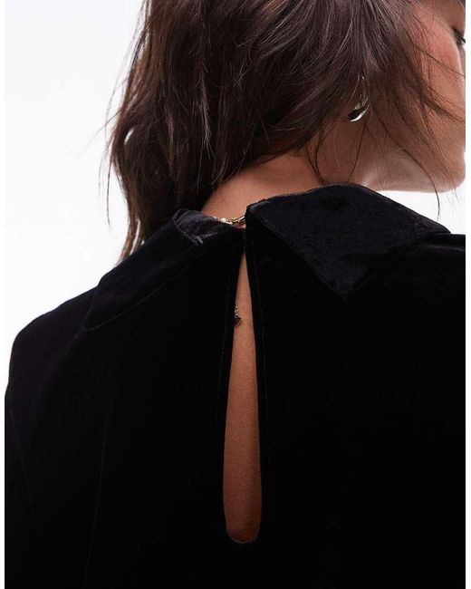& Other Stories Black Velvet Top With Collar