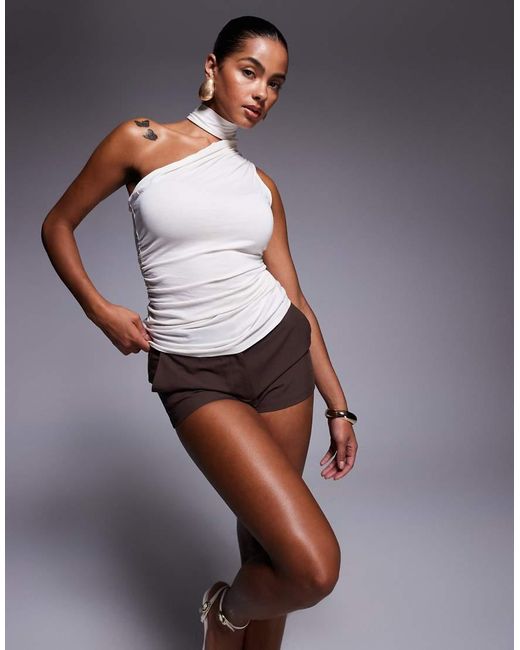 River Island Asymmetrische Gerimpelde Top in het Gray