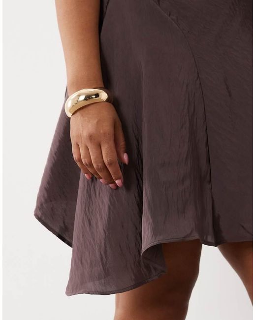 ASOS Brown Asos Design Curve High Neck Mini Dress With Hanky Hem