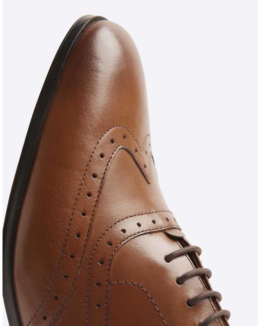 River Island Brown Wide Fit Leather Brogues for men