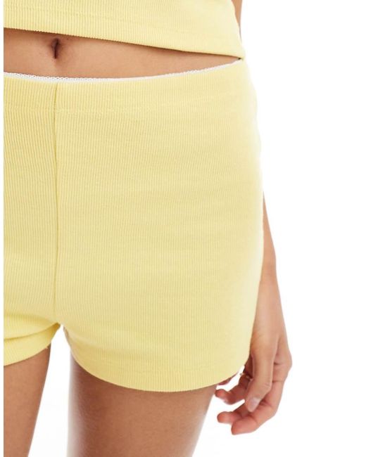 Miss Selfridge Yellow Lace Picot Trim Booty Short Summer Co Ord