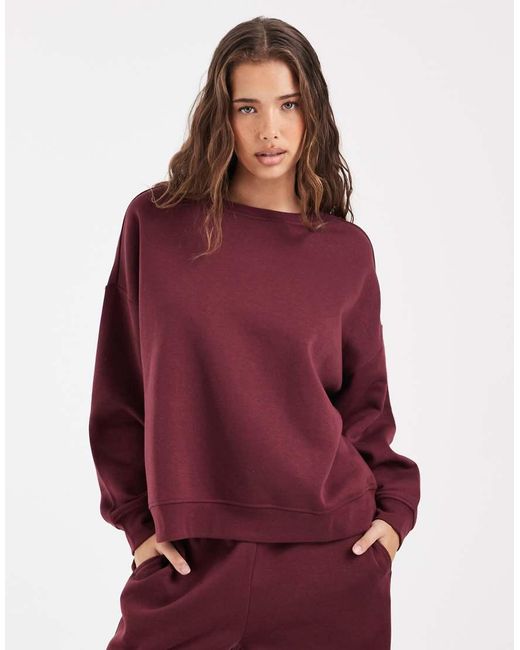 Pieces Red Oversized Sweatshirt Co-ord