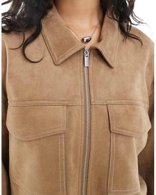 Veste En Faux Daim ONLY Onltulip - Fermeture éclair, Col Fly-away, Manches Longues | Printemps, Décontracté, Pour Femme - 7