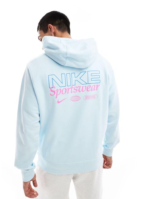 Nike Blue Graphic Back Print Hoodie for men
