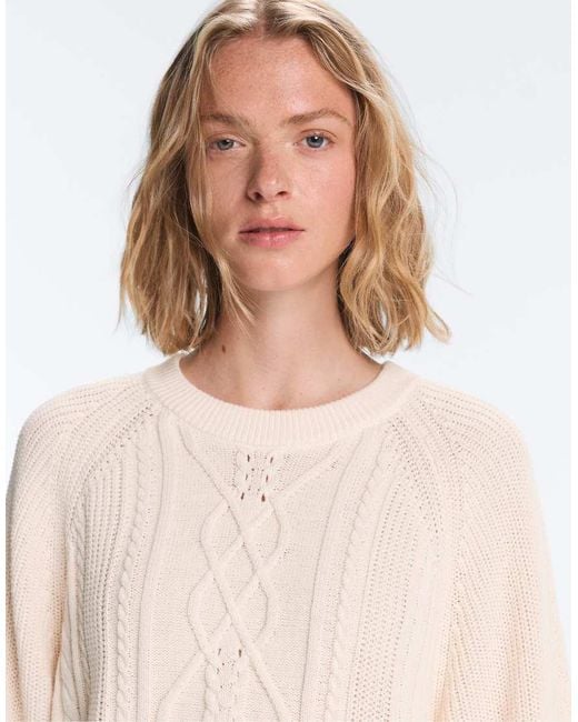 Oysho Natural 100% Cotton Cable Knit Jumper
