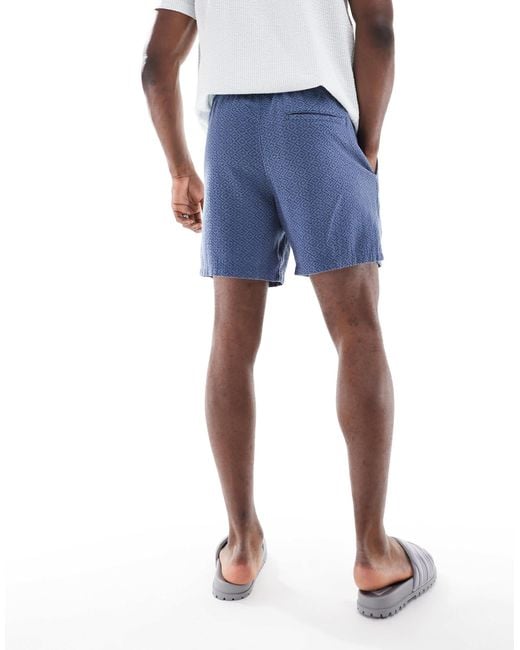 Hollister Blue Textured Linen Short for men