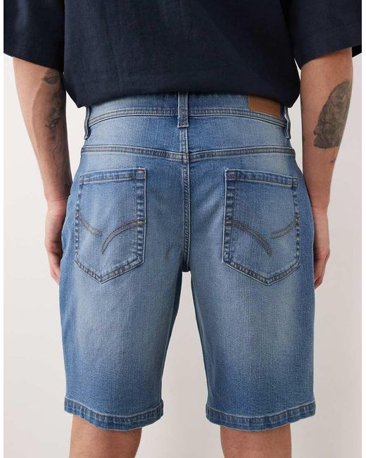 Threadbare Blue Denim Shorts for men