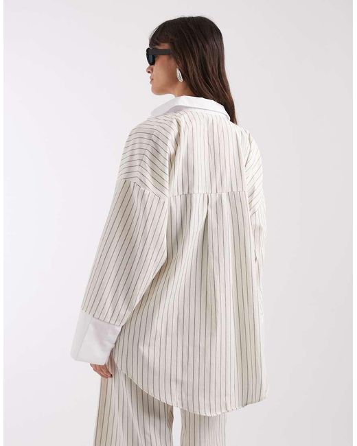 ASOS Natural Oversized Contrast Cuff Shirt